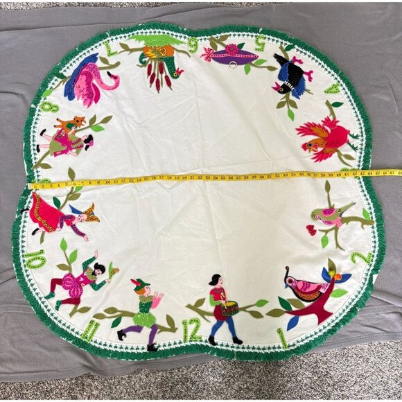 Edna Looney 12 Days of Christmas Tree Skirt Tablecloth Sequin Vintage 70s - Picture 3 of 10